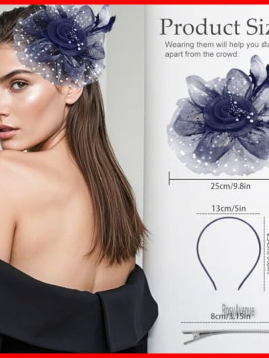 18-Piece Feather Fascinators Set with Headbands and Hair Clips for Women
